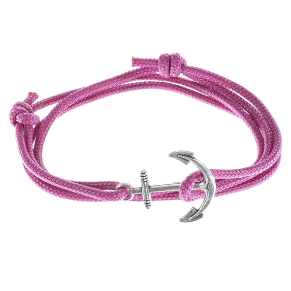 Men's Adjustable Nautical Anchor and Fish Hook Wrap Cuff Bracelets - Available in a Variety of Finishes and Colors - Made of Nylon Rope