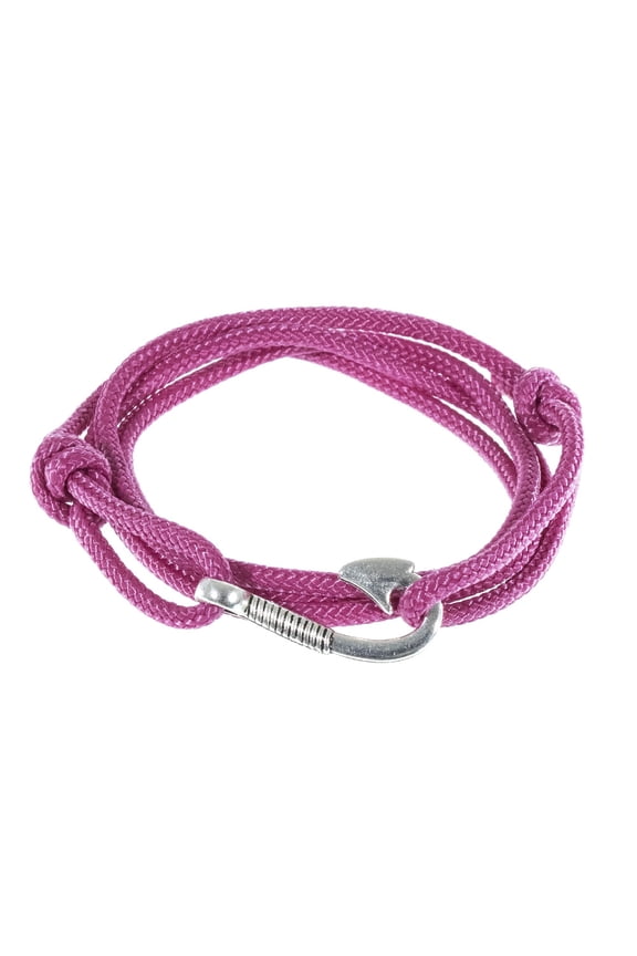 Men's Adjustable Nautical Anchor and Fish Hook Wrap Cuff Bracelets - Available in a Variety of Finishes and Colors - Made of Nylon Rope