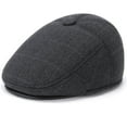 thumbnail image 1 of Men's Adjustable Newsboy Hat Classic Flat Cap for Golf Driving Winter 07# Black Free, 1 of 2