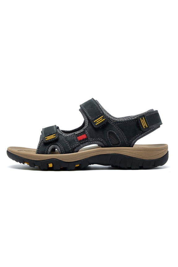 Men's Adjustable Outdoor Sport Sandals, Breathable Green Leather Hiking Sandals