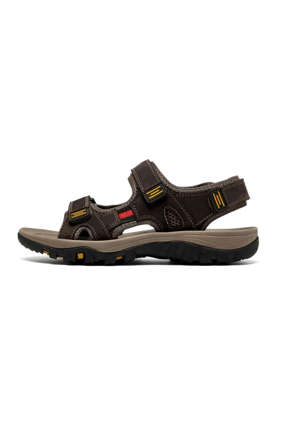 Men's Adjustable Outdoor Sport Sandals, Breathable Green Leather Hiking Sandals