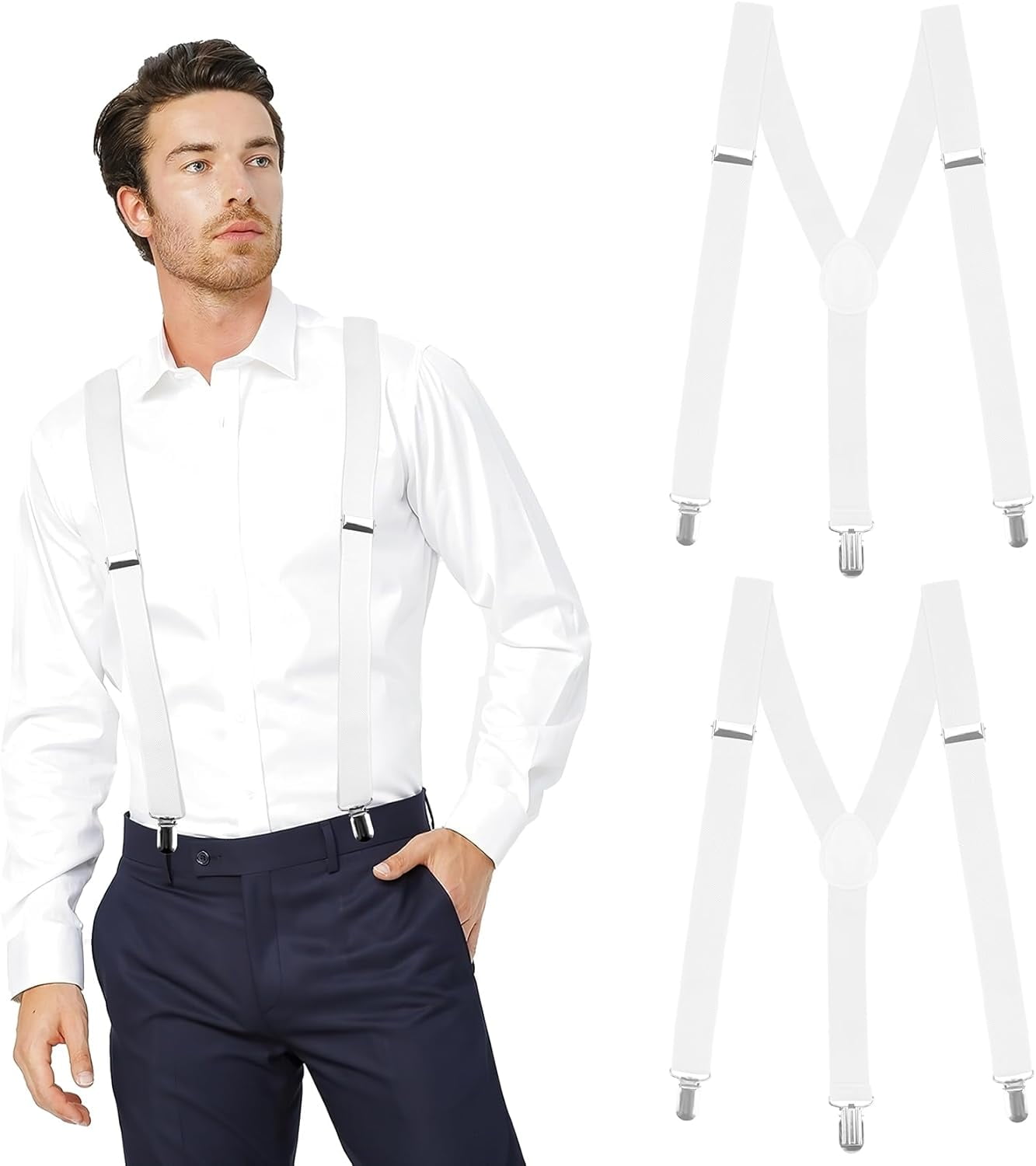 Men's Adjustable Suspenders with Elastic Straps YBack,Hiking