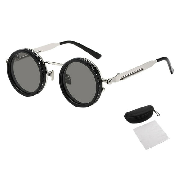 Men's Adjustable Tint Polarized Sunglasses Round Frame ND9 Stepless Adjustable 1-9 Gears Lens Technology Beach Fishing Driving Outdoor Sports Eyewear Shatterproof