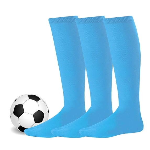 Men's Adult Baseball Rugby Soccer Team Sports Cushion Acrylic Knee High Socks 3 Pair Turquoise