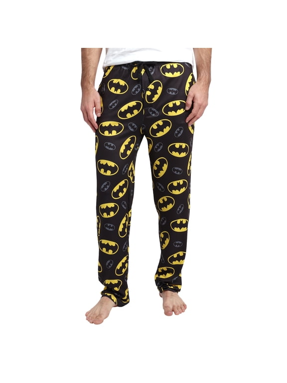 Men's Adult Batman Black Sleep Pants - Gotham Knight Comfort for Superhero Fans- Medium