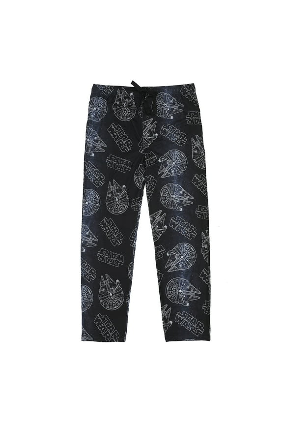 Men's Adult Black Star Wars Sleep Pants - Galactic Comfort for Sci-Fi Fans- Large