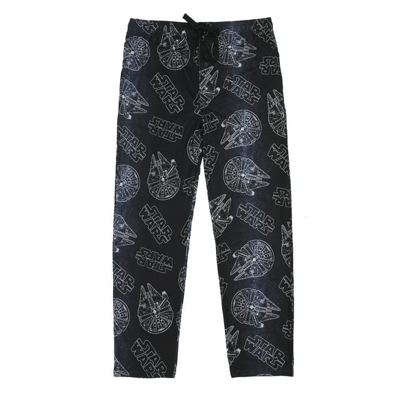 Men's Adult Black Star Wars Sleep Pants - Galactic Comfort for Sci-Fi Fans- Medium