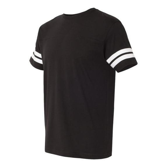 Men's Adult Football Fine Jersey Tee Half Sleeve 100% Cotton Round Neck - Black Solid/ White Small