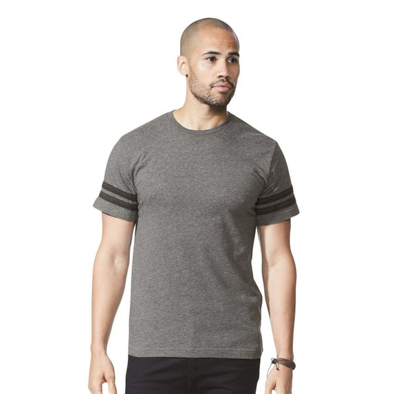 Men's Adult Football Fine Jersey Tee Half Sleeve 100% Cotton Round Neck - Natural Heather/ Granite Heather Medium