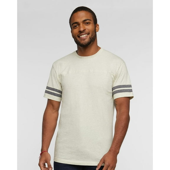 Men's Adult Football Fine Jersey Tee Half Sleeve 100% Cotton Round Neck - Natural Heather/ Granite Heather Small