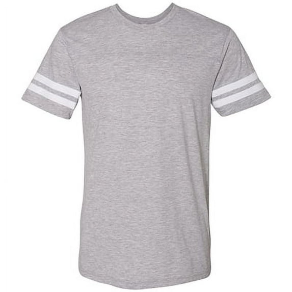 Men's Adult Football Fine Jersey Tee Half Sleeve 100% Cotton Round Neck - Vintage Heather/ White Small