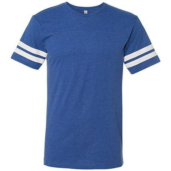 Men's Adult Football Fine Jersey Tee Half Sleeve 100% Cotton Round Neck - Vintage Royal/ White Medium