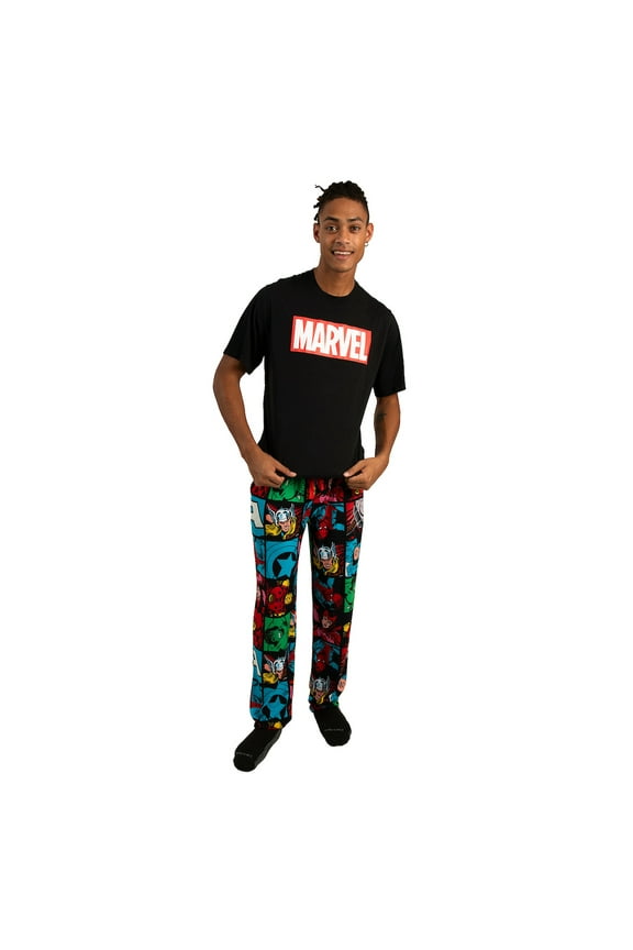 Men's Adult Marvel Comics Avengers Sleepwear Pajama Set - Heroic Comfort for Superfans- Large