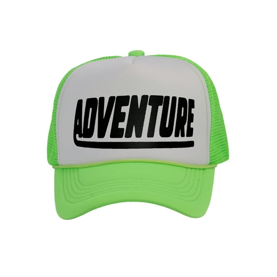 Men's Adventure Hat Outdoor Trucker Cap, White/Neon Green