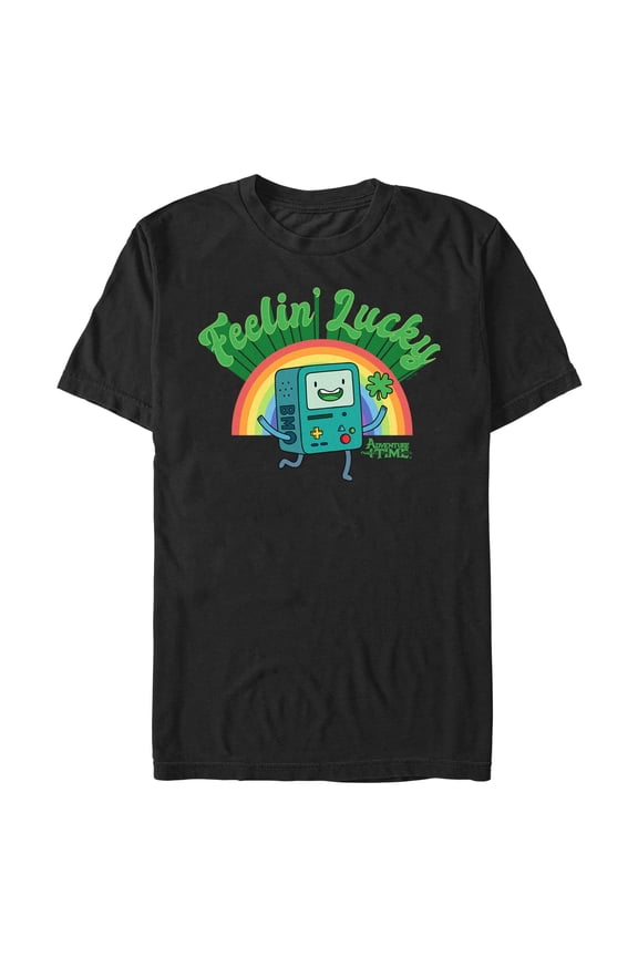Men's Adventure Time Feelin' Lucky BMO Graphic Tee Black Large