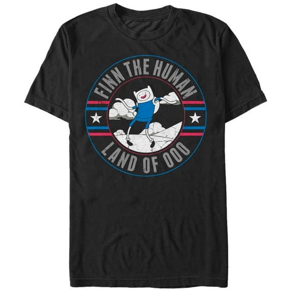 Men's Adventure Time Finn the Human Land of Ooo Graphic Tee Black X Large