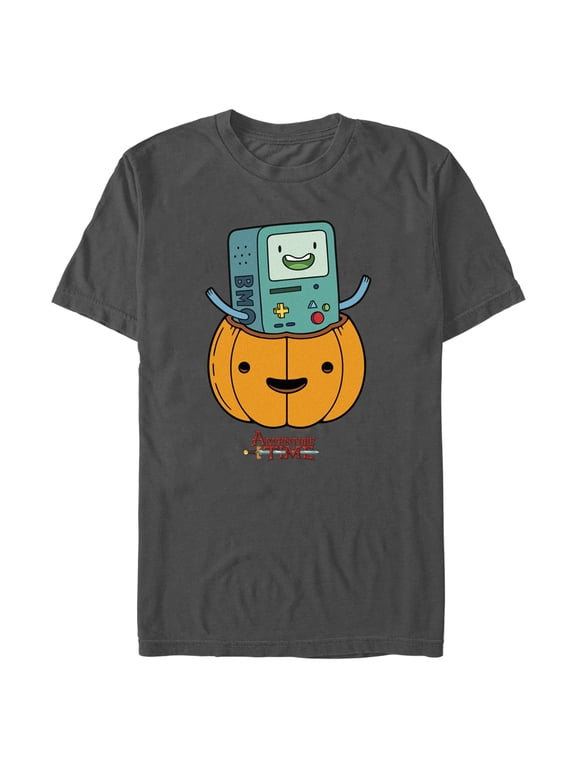 Men's Adventure Time Halloween BMO Jack-o'-lantern Graphic Tee Charcoal Large
