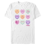 Mens Adventure Time Valentines Day Conversation Hearts Graphic Tee White 2X Large