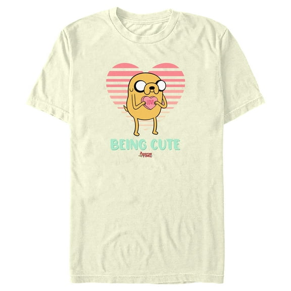 Men's Adventure Time Valentine's Day Jake Being Cute Graphic Tee Beige 2X Large