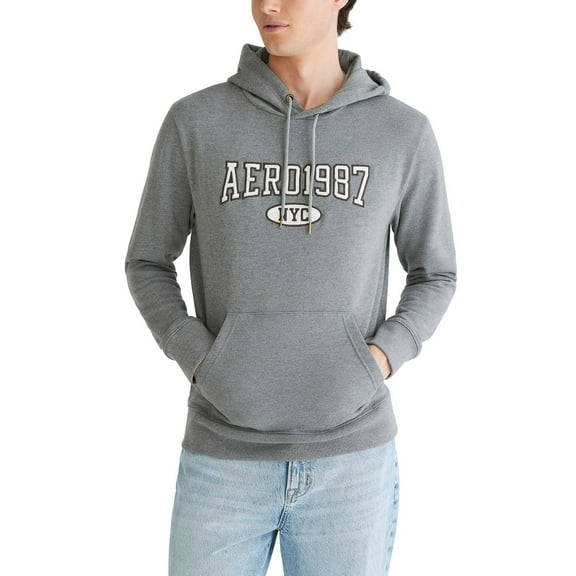 Men's Aeropostale 1987 Pullover Hoodie Color: Medium Heather Gray Size: XS