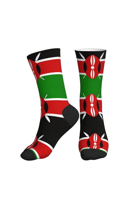 Men's Africa Kenyans-Flag Novelty Athletic Socks Women's Digital Printing Funky Patterned Crew Socks