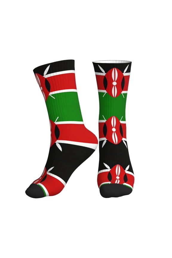 Men's Africa Kenyans-Flag Novelty Athletic Socks Women's Digital Printing Funky Patterned Crew Socks