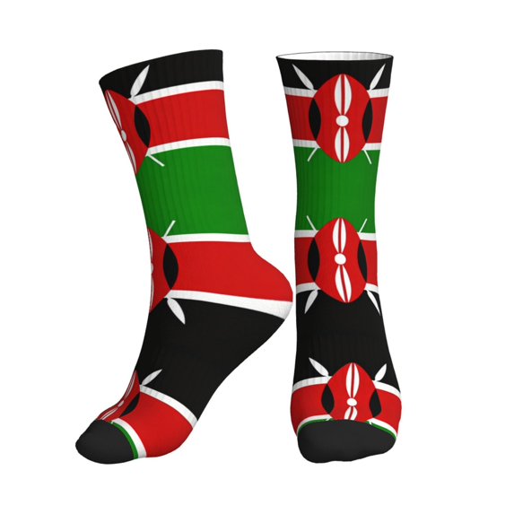 Men's Africa Kenyans-Flag Novelty Athletic Socks Women's Digital Printing Funky Patterned Crew Socks
