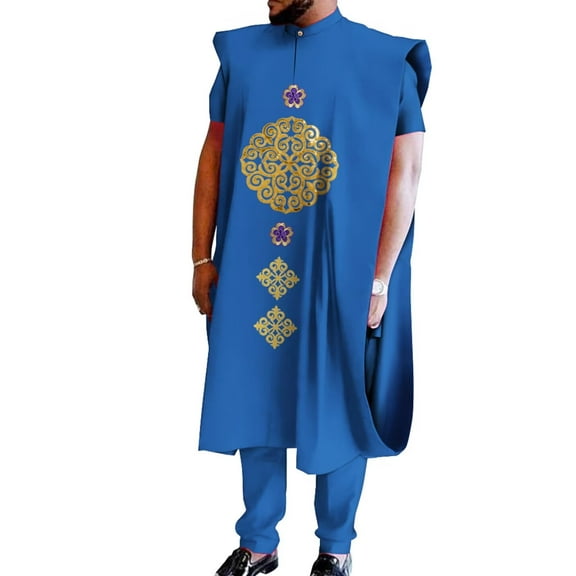 Men's African Suit Dashiki Long robe Shirts and Pants 3 Piece Set Ankara Party Tribal Outfits WYN1978