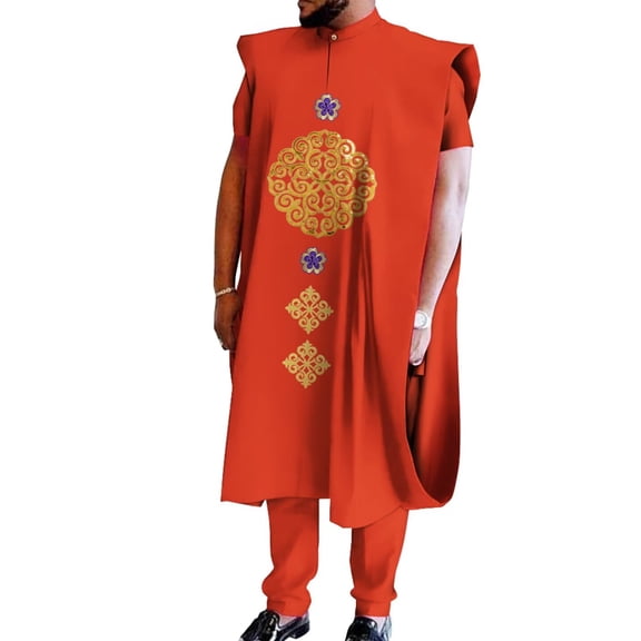 Men's African Suit Dashiki Long robe Shirts and Pants 3 Piece Set Ankara Party Tribal Outfits WYN1978
