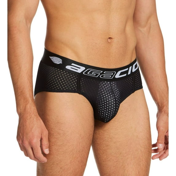 Men's Agacio AGJ014 Perf Breathable Pouch Brief (Black M)