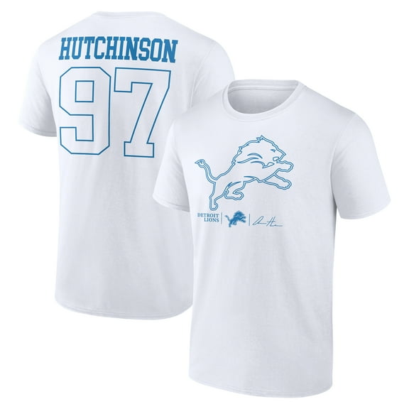 Men's Aidan Hutchinson White Detroit Lions Tonal Name & Number T-Shirt