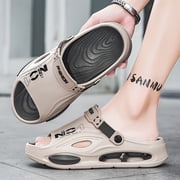 Mens Air Cushion Shock-Absorbing Two-Way Slide Sandals, New Functional Style Platform Slippers with Adjustable Heel Strap, Casual Sports Beach Sandals, Slip-On Slides for Indoor and Outdoor Use