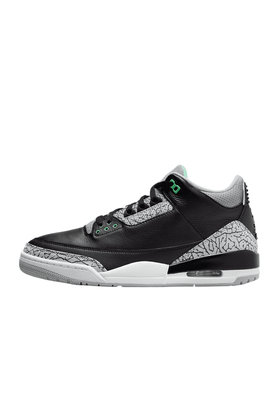 Men's Air Jordan 3 Retro Black / Green Glow-Wolf Grey CT8532-031, Size 9.5-US
