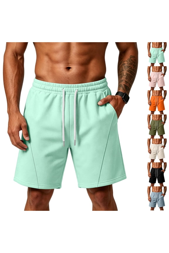 Men's Air-Layer Structured Gym Shorts, Loose Fit Drawstring Athletic Bottoms - Summer Breathable Training & Lounge Sweatpants with Pockets Army Green S