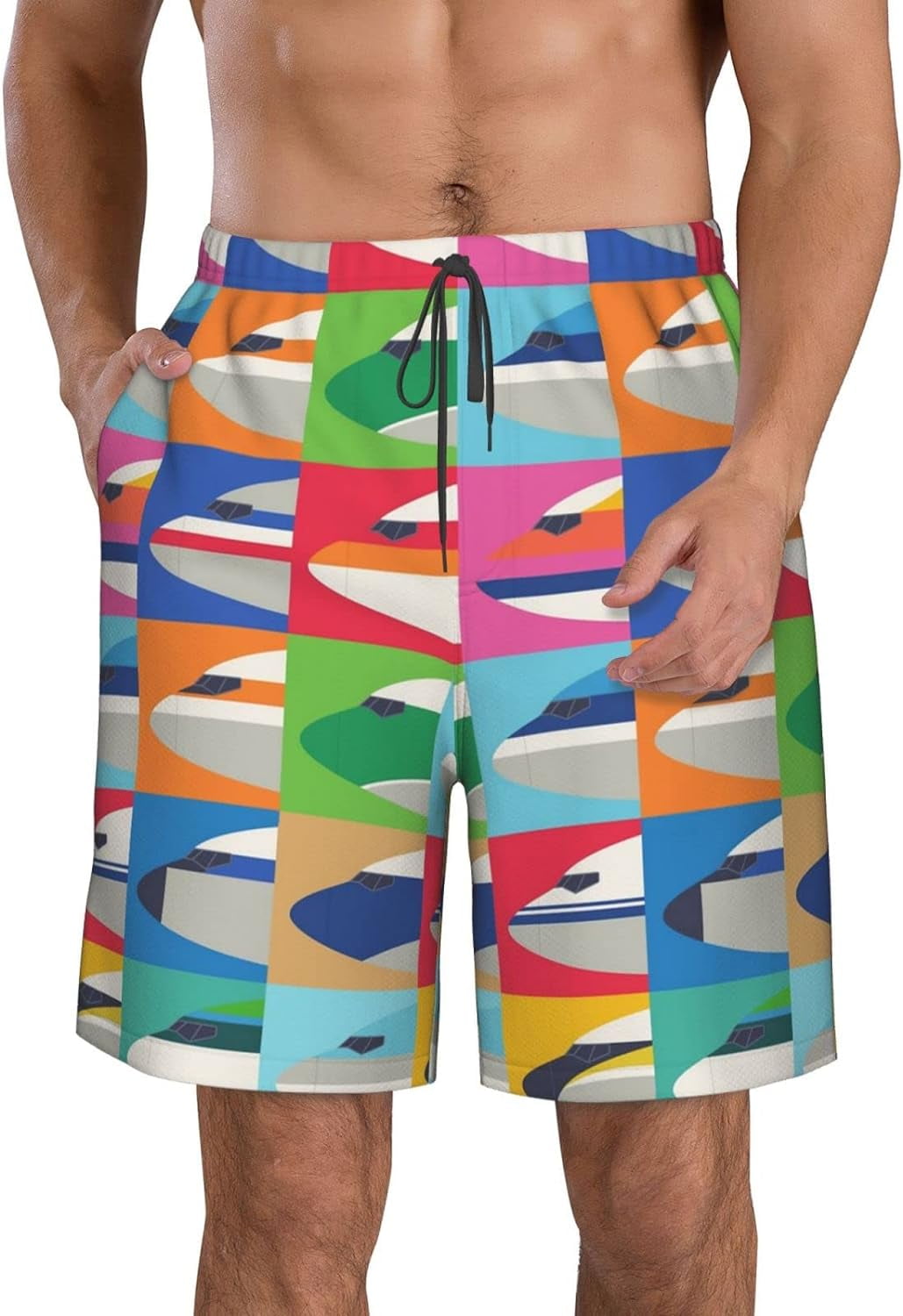 Men's Airplane Lattice Colorful Swim Trunks Quick Dry Board Shorts ...