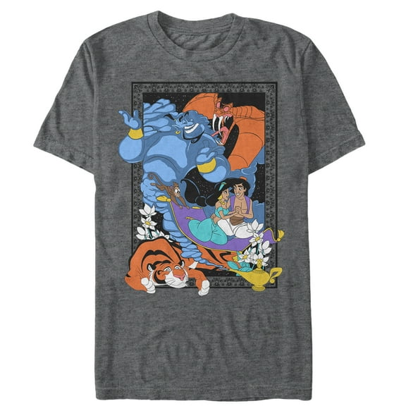 Men's Aladdin Character Frame  Graphic Tee Charcoal Heather X Large