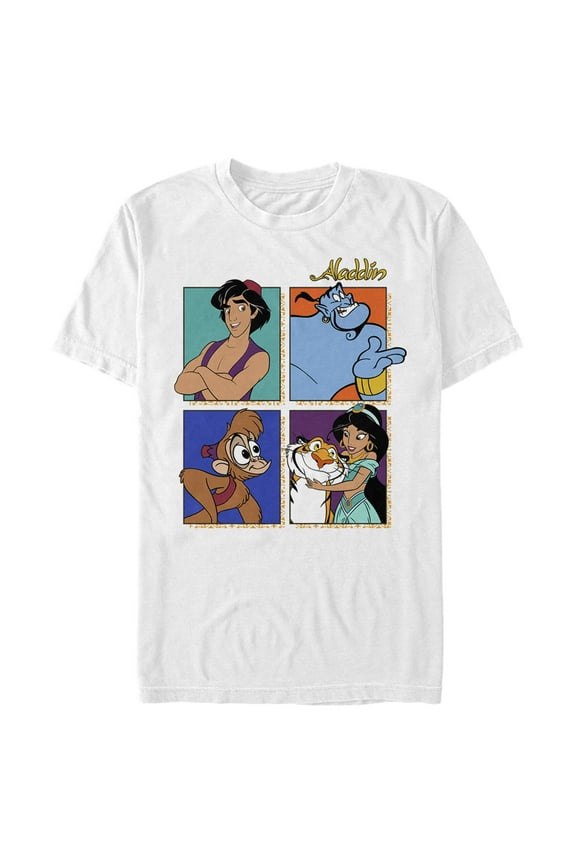 Men's Aladdin Character Portrait Squares Graphic T-Shirt
