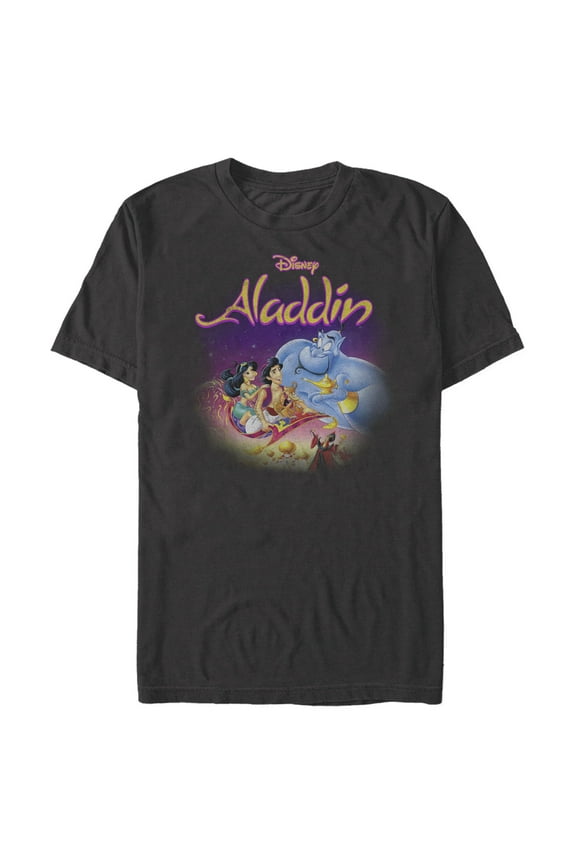 Men's Aladdin Distressed Classic Poster  Graphic Tee Black 2X Large