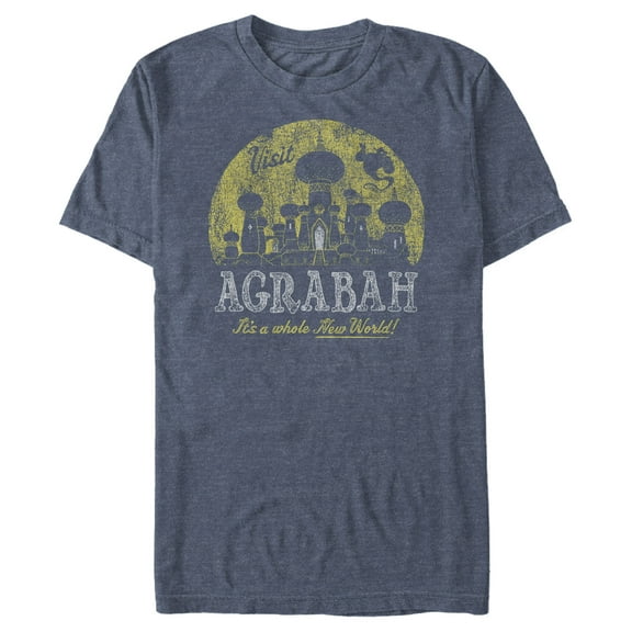 Men's Aladdin Distressed Visit Agrabah Poster Graphic T-Shirt