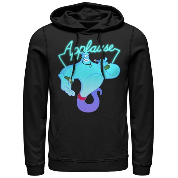 Men's Aladdin Genie Applause  Pull Over Hoodie Black 2X Large