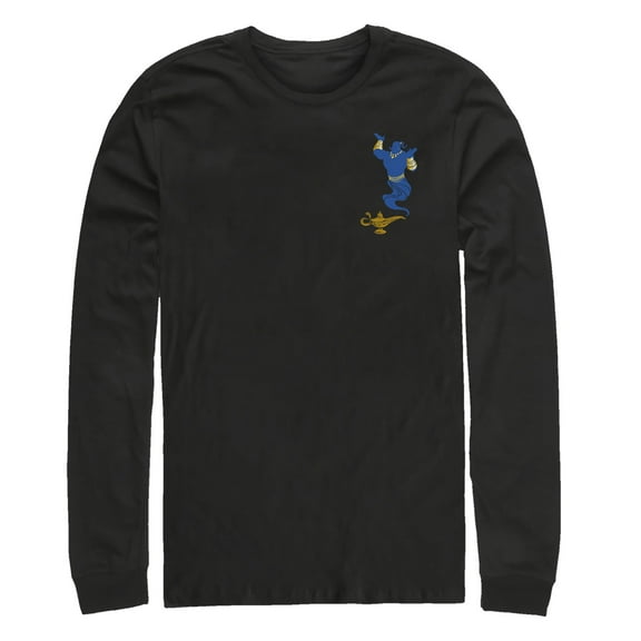 Men's Aladdin Genie Badge  Long Sleeve Shirt Black X Large