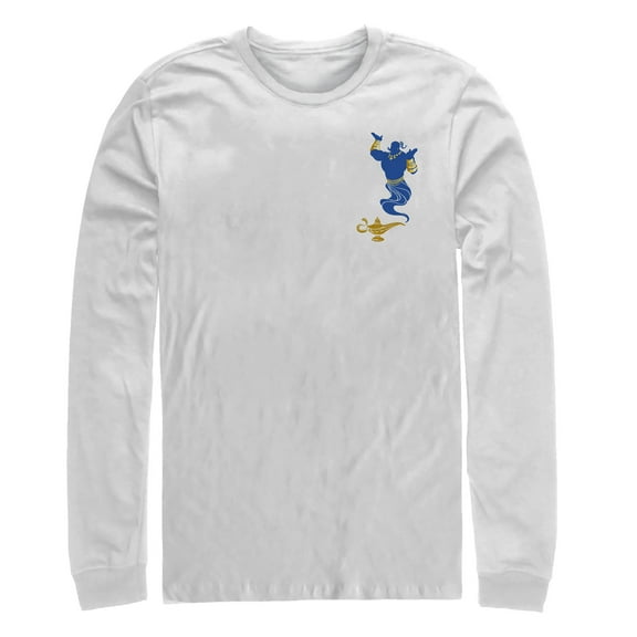 Men's Aladdin Genie Badge  Long Sleeve Shirt White 2X Large