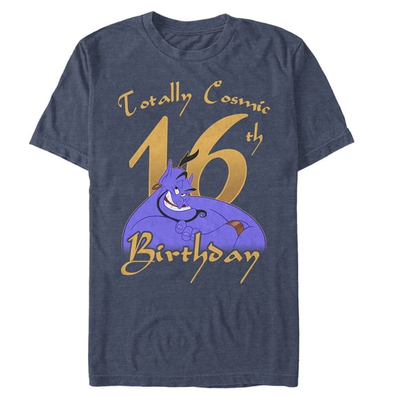 Men's Aladdin Genie Cosmic 16th Birthday  Graphic Tee Navy Blue Heather 3X Large