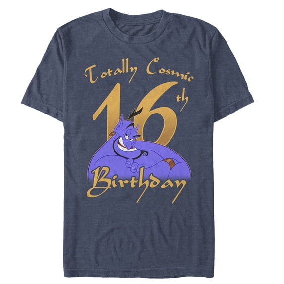 Men's Aladdin Genie Cosmic 16th Birthday Graphic Tee Navy Blue Heather X Large