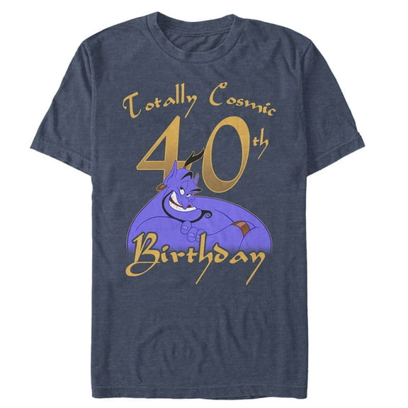 Men's Aladdin Genie Cosmic 40th Birthday  Graphic Tee Navy Blue Heather 3X Large