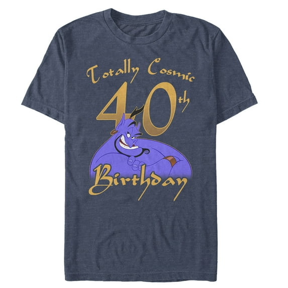 Men's Aladdin Genie Cosmic 40th Birthday Graphic Tee Navy Blue Heather 3X Large