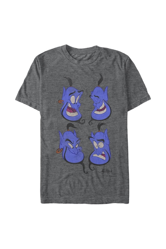 Men's Aladdin Genie Emotions Graphic Tee Charcoal Heather 2X Large