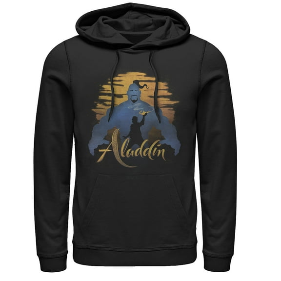 Men's Aladdin Genie Sunset Silhouette  Pull Over Hoodie Black Large