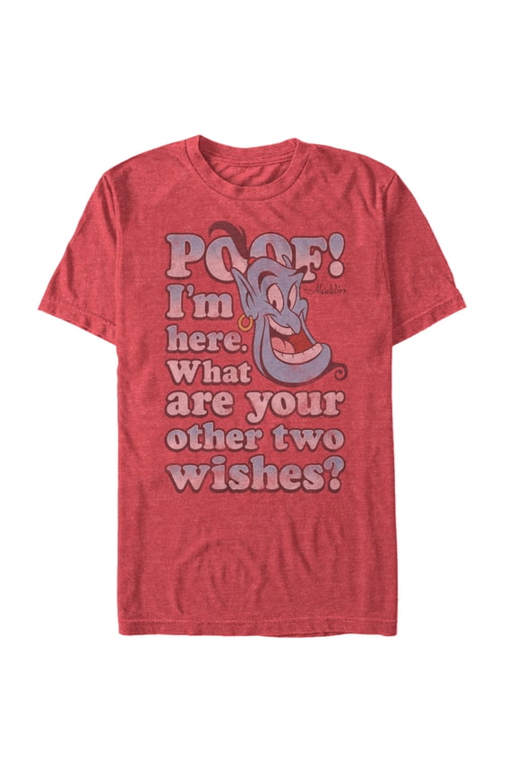 Men's Aladdin Genie Two Wishes Graphic Tee Red Heather X Large