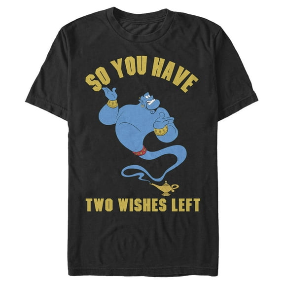 Men's Aladdin Genie Two Wishes Left Graphic Tee Black 1X Big Tall